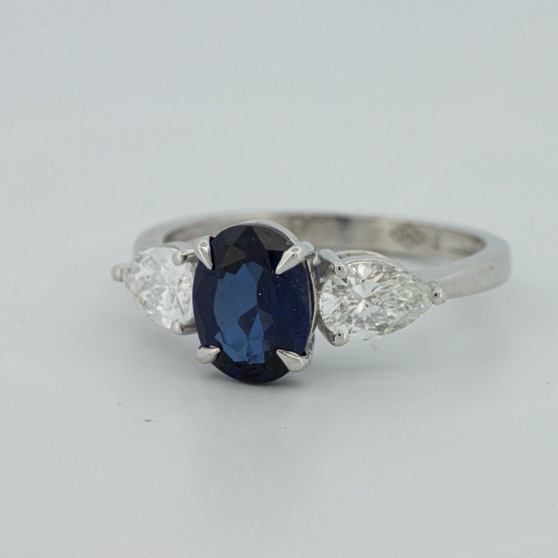 1.95 CT Blue Sapphire Trilogy Ring (LG) - ZIZOV DIAMONDS