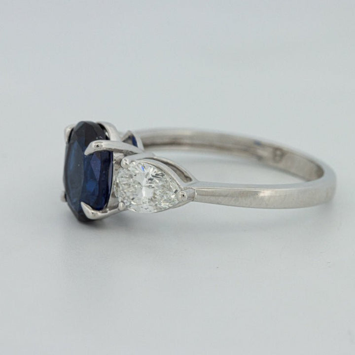 1.95 CT Blue Sapphire Trilogy Ring (LG) - ZIZOV DIAMONDS