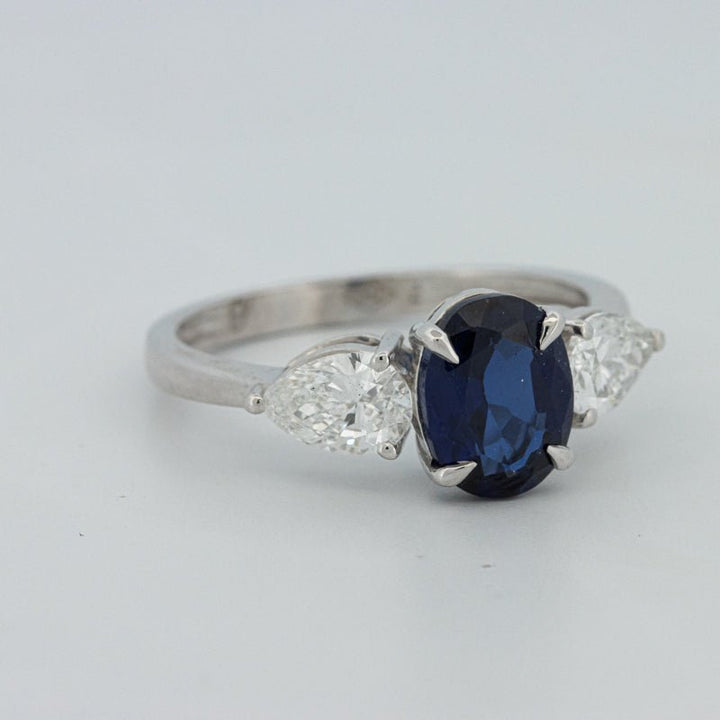 1.95 CT Blue Sapphire Trilogy Ring (LG) - ZIZOV DIAMONDS