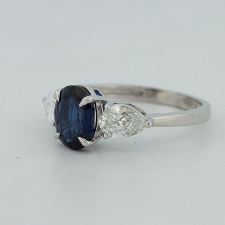 1.95 CT Blue Sapphire Trilogy Ring (LG) - ZIZOV DIAMONDS