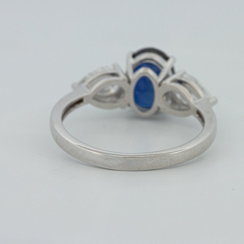 1.95 CT Blue Sapphire Trilogy Ring (LG) - ZIZOV DIAMONDS