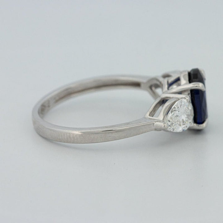 1.95 CT Blue Sapphire Trilogy Ring (LG) - ZIZOV DIAMONDS