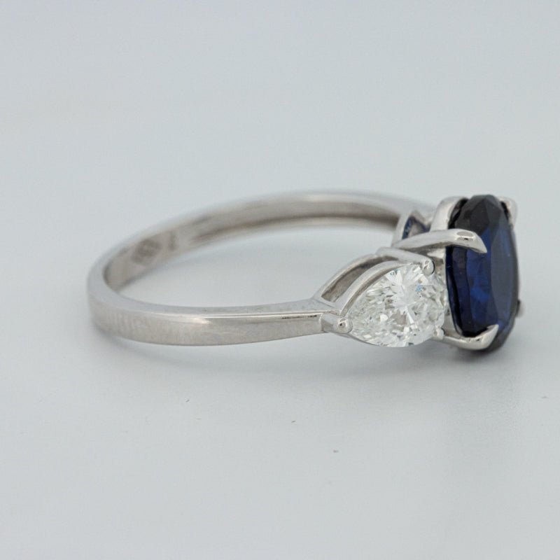 1.95 CT Blue Sapphire Trilogy Ring (LG) - ZIZOV DIAMONDS