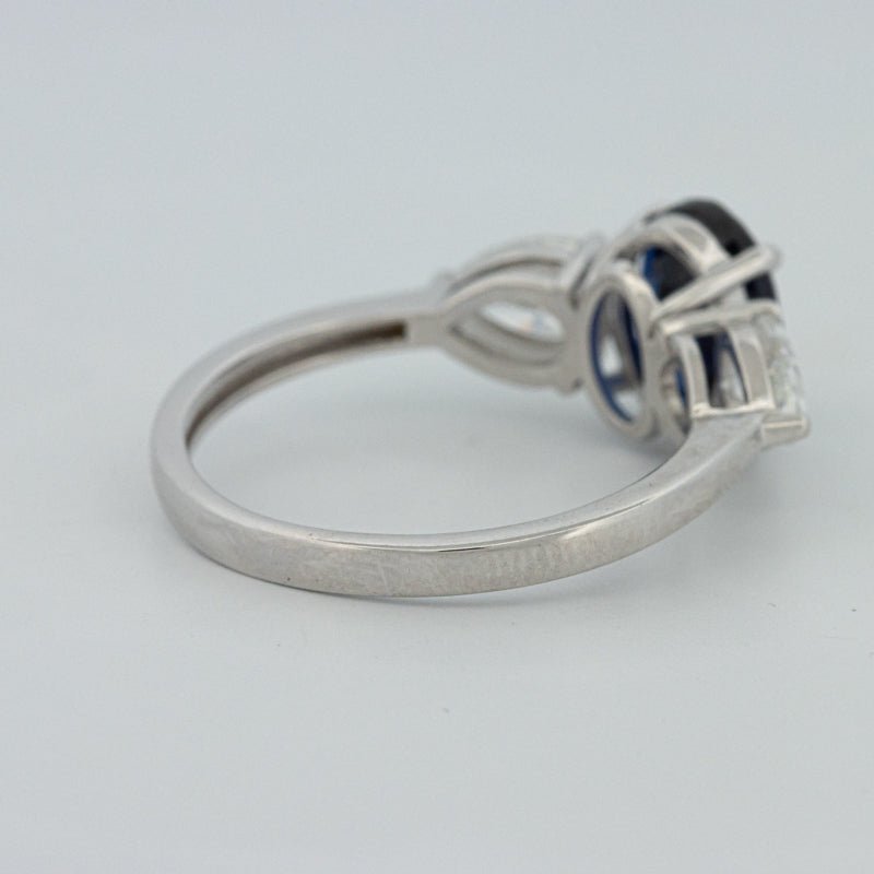 1.95 CT Blue Sapphire Trilogy Ring (LG) - ZIZOV DIAMONDS