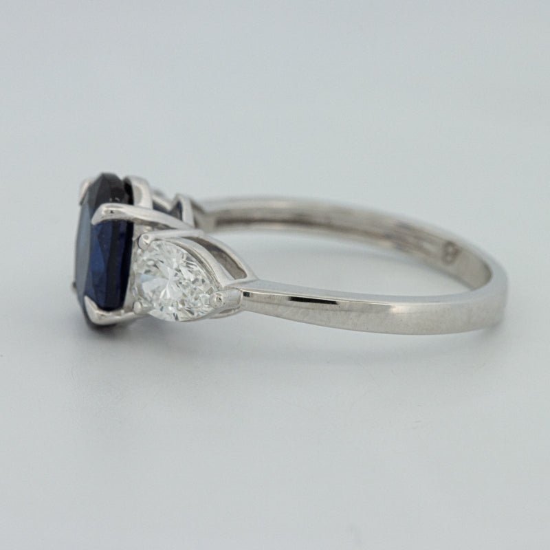 1.95 CT Blue Sapphire Trilogy Ring (LG) - ZIZOV DIAMONDS
