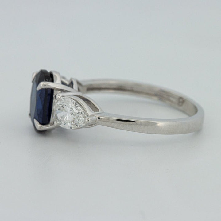 1.95 CT Blue Sapphire Trilogy Ring (LG) - ZIZOV DIAMONDS