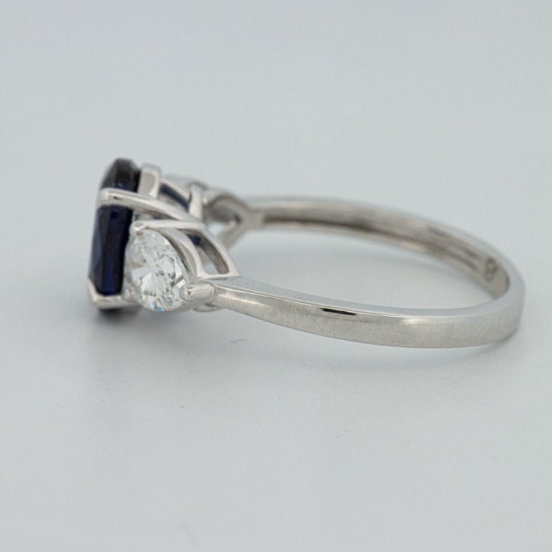 1.95 CT Blue Sapphire Trilogy Ring (LG) - ZIZOV DIAMONDS