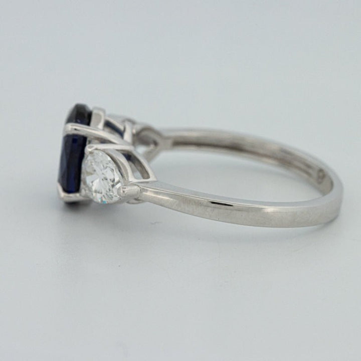 1.95 CT Blue Sapphire Trilogy Ring (LG) - ZIZOV DIAMONDS