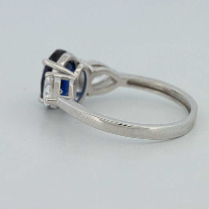 1.95 CT Blue Sapphire Trilogy Ring (LG) - ZIZOV DIAMONDS