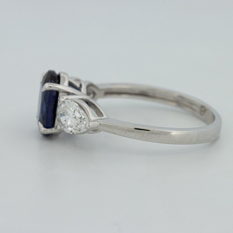 1.95 CT Blue Sapphire Trilogy Ring (LG) - ZIZOV DIAMONDS