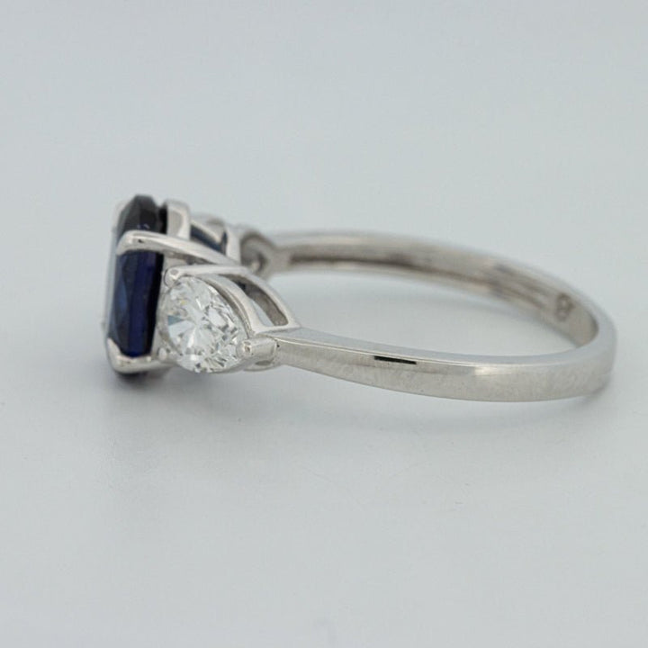 1.95 CT Blue Sapphire Trilogy Ring (LG) - ZIZOV DIAMONDS