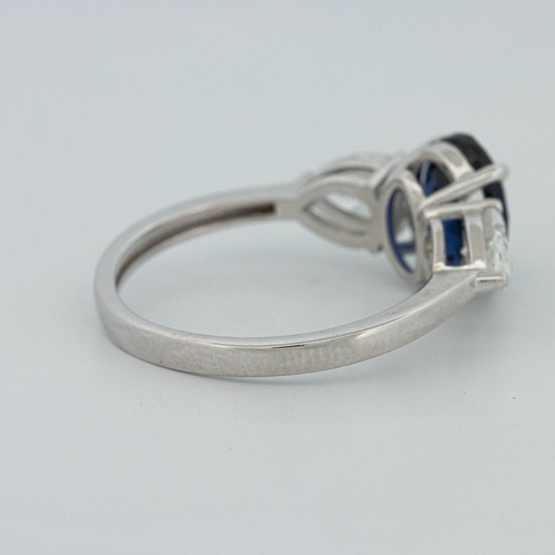 1.95 CT Blue Sapphire Trilogy Ring (LG) - ZIZOV DIAMONDS