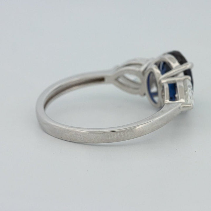 1.95 CT Blue Sapphire Trilogy Ring (LG) - ZIZOV DIAMONDS