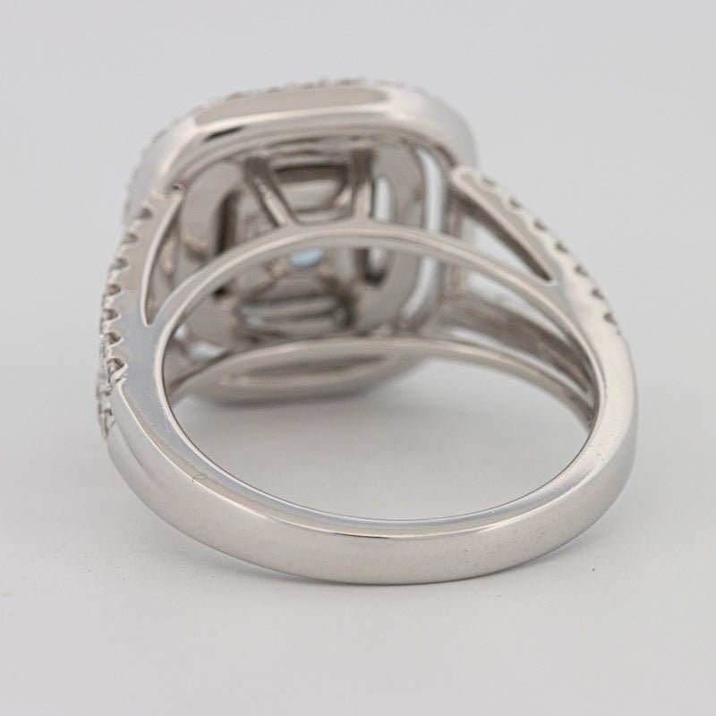 2 CT "Blue" Cushion Cut Halo Pavé Solitaire (LG) - ZIZOV DIAMONDS