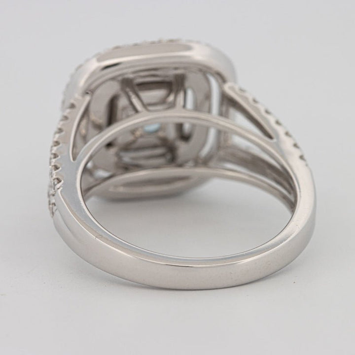 2 CT "Blue" Cushion Cut Halo Pavé Solitaire (LG) - ZIZOV DIAMONDS