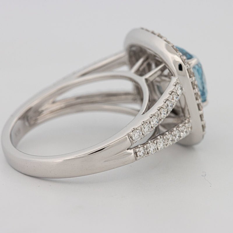 2 CT "Blue" Cushion Cut Halo Pavé Solitaire (LG) - ZIZOV DIAMONDS