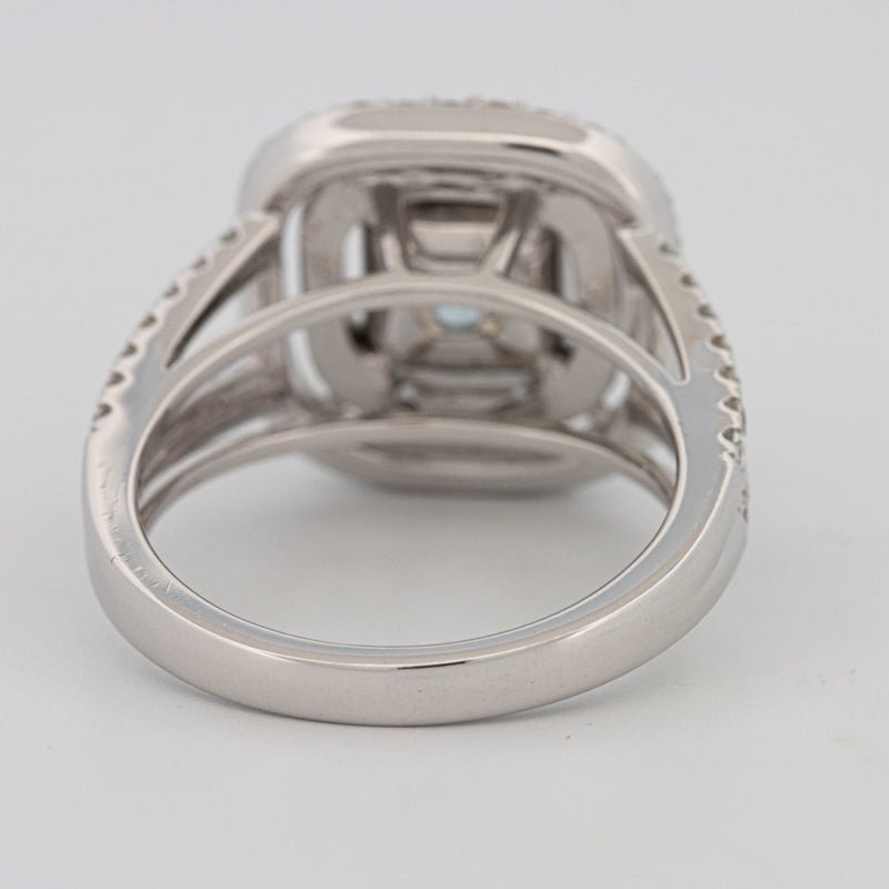 2 CT "Blue" Cushion Cut Halo Pavé Solitaire (LG) - ZIZOV DIAMONDS