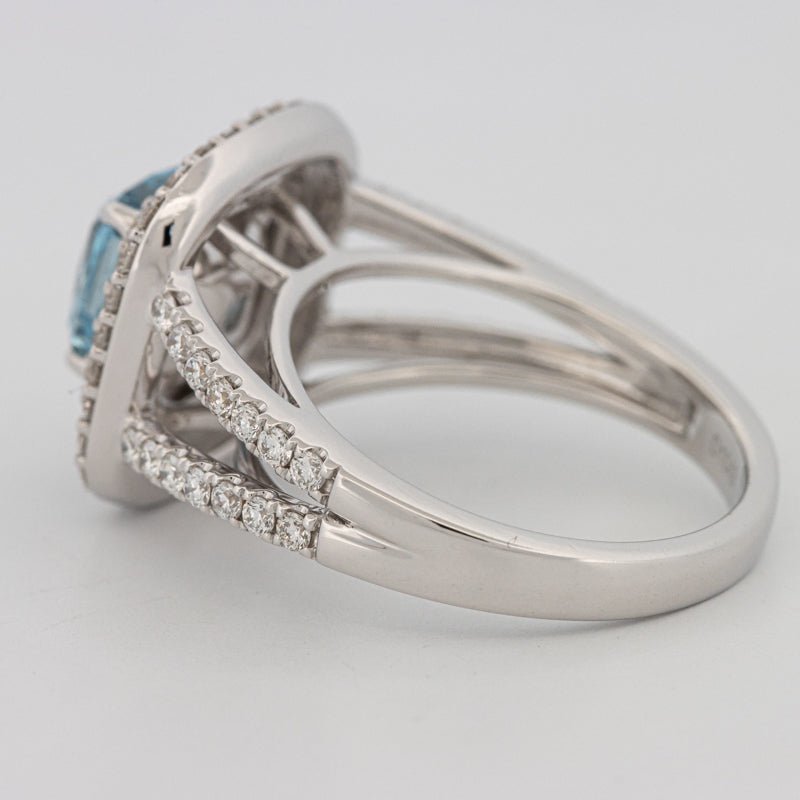 2 CT "Blue" Cushion Cut Halo Pavé Solitaire (LG) - ZIZOV DIAMONDS