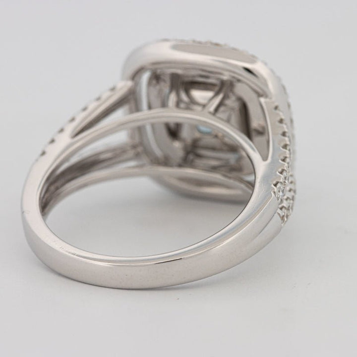 2 CT "Blue" Cushion Cut Halo Pavé Solitaire (LG) - ZIZOV DIAMONDS