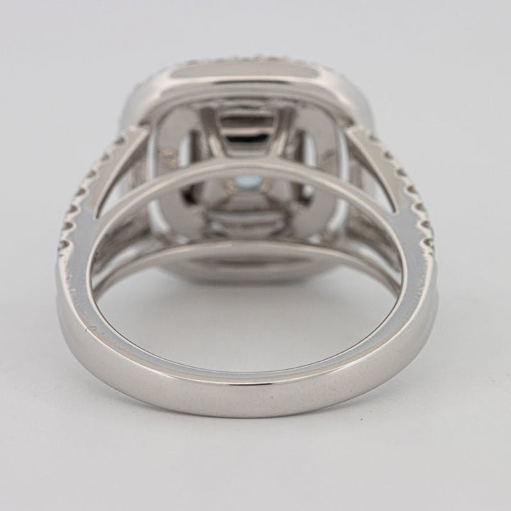 2 CT "Blue" Cushion Cut Halo Pavé Solitaire (LG) - ZIZOV DIAMONDS