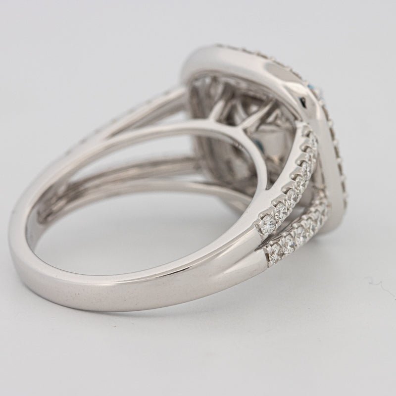 2 CT "Blue" Cushion Cut Halo Pavé Solitaire (LG) - ZIZOV DIAMONDS