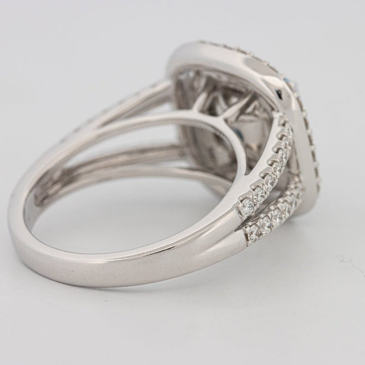 2 CT "Blue" Cushion Cut Halo Pavé Solitaire (LG) - ZIZOV DIAMONDS