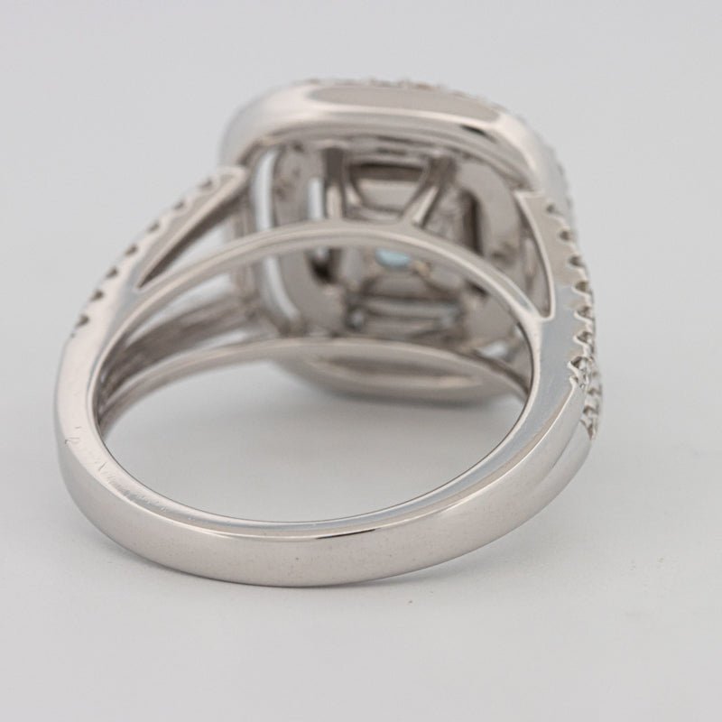 2 CT "Blue" Cushion Cut Halo Pavé Solitaire (LG) - ZIZOV DIAMONDS