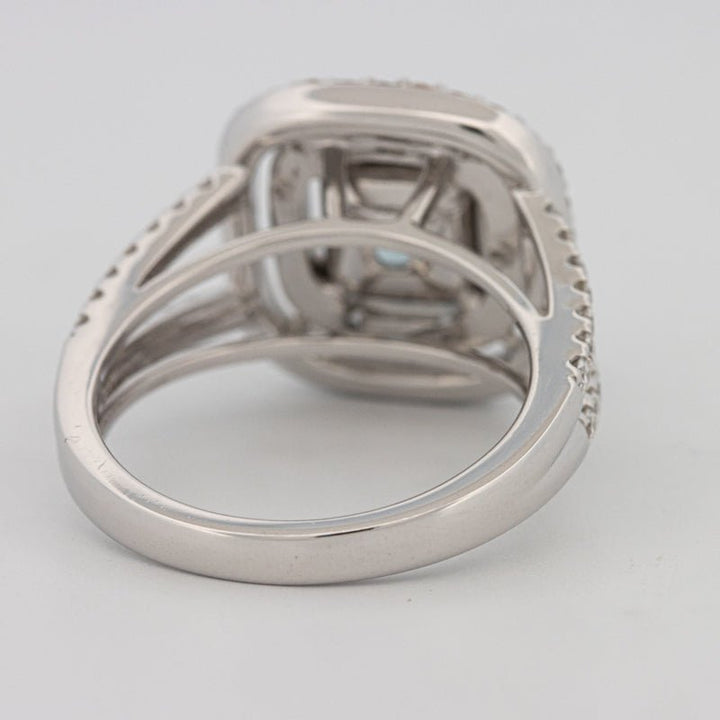 2 CT "Blue" Cushion Cut Halo Pavé Solitaire (LG) - ZIZOV DIAMONDS