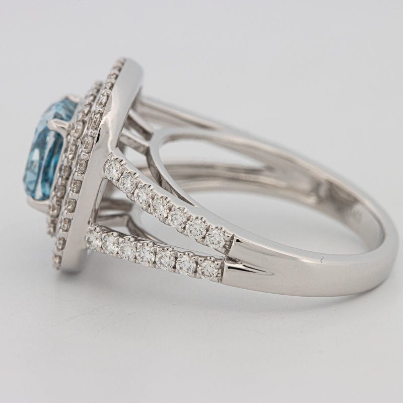 2 CT "Blue" Cushion Cut Halo Pavé Solitaire (LG) - ZIZOV DIAMONDS