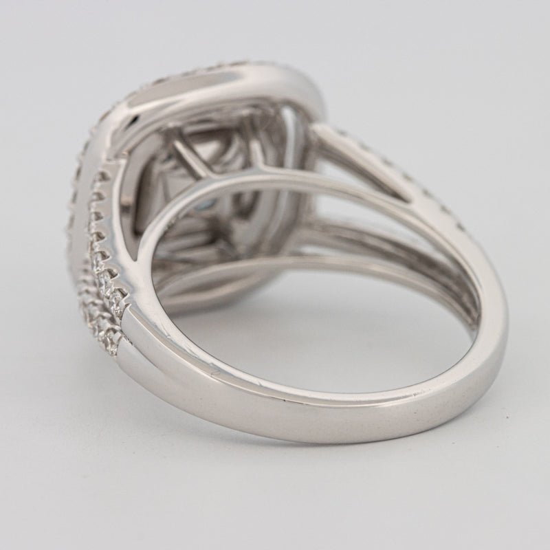 2 CT "Blue" Cushion Cut Halo Pavé Solitaire (LG) - ZIZOV DIAMONDS