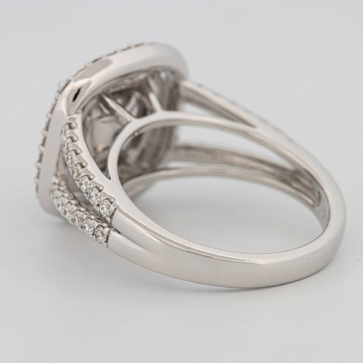 2 CT "Blue" Cushion Cut Halo Pavé Solitaire (LG) - ZIZOV DIAMONDS