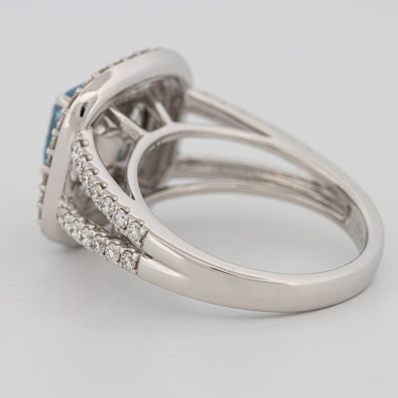 2 CT "Blue" Cushion Cut Halo Pavé Solitaire (LG) - ZIZOV DIAMONDS