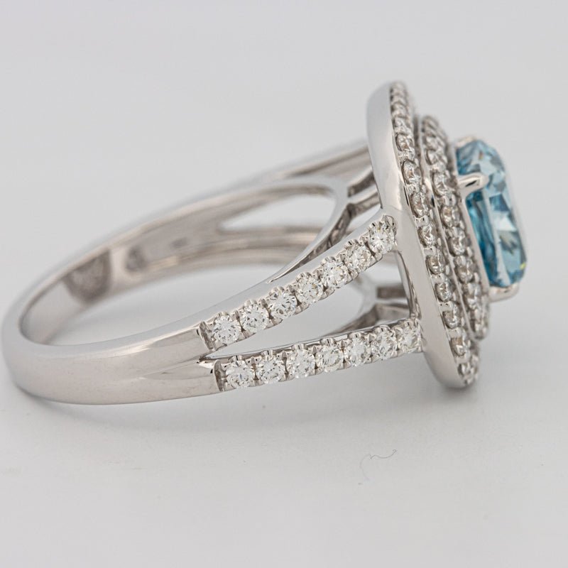 2 CT "Blue" Cushion Cut Halo Pavé Solitaire (LG) - ZIZOV DIAMONDS