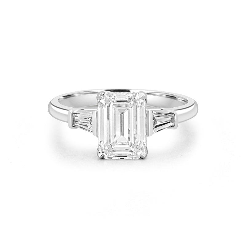 2 CT Emerald Cut Trilogy Solitaire (LG) - ZIZOV DIAMONDS