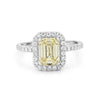 2 CT Fancy Light Yellow Emerald Cut Halo Solitaire - ZIZOV DIAMONDS