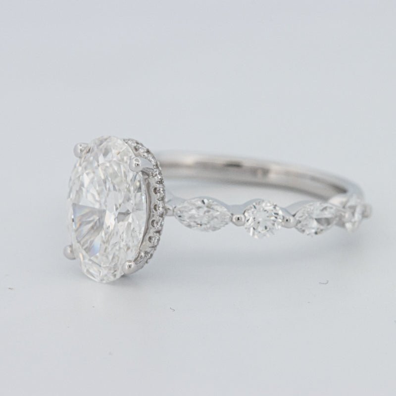 2 CT Oval Cut Under - Halo Pavé Solitaire (LG) - ZIZOV DIAMONDS