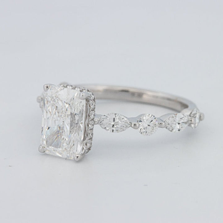 2 CT Radiant Cut Under - Halo pavé Solitaire (LG) - ZIZOV DIAMONDS