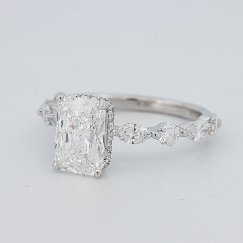 2 CT Radiant Cut Under - Halo pavé Solitaire (LG) - ZIZOV DIAMONDS