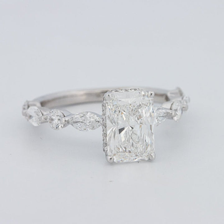 2 CT Radiant Cut Under - Halo pavé Solitaire (LG) - ZIZOV DIAMONDS