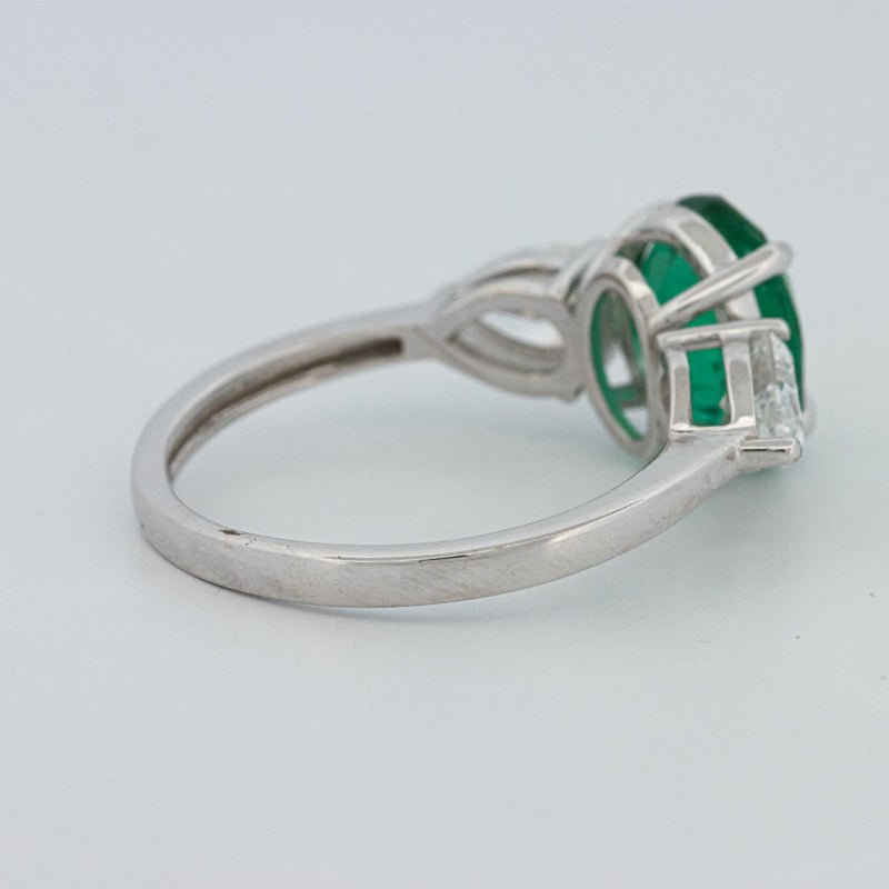 2.25 CT Green Emerald Trilogy Ring (LG) - ZIZOV DIAMONDS
