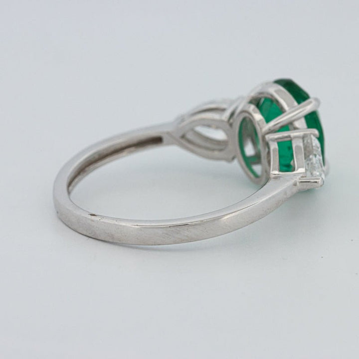 2.25 CT Green Emerald Trilogy Ring (LG) - ZIZOV DIAMONDS