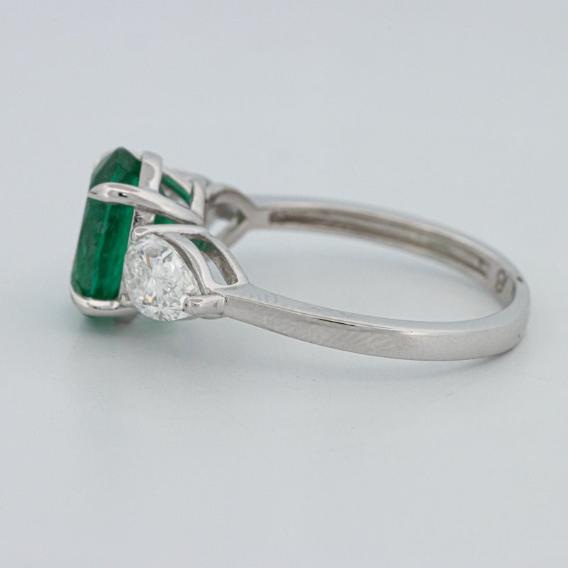 2.25 CT Green Emerald Trilogy Ring (LG) - ZIZOV DIAMONDS