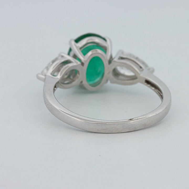 2.25 CT Green Emerald Trilogy Ring (LG) - ZIZOV DIAMONDS