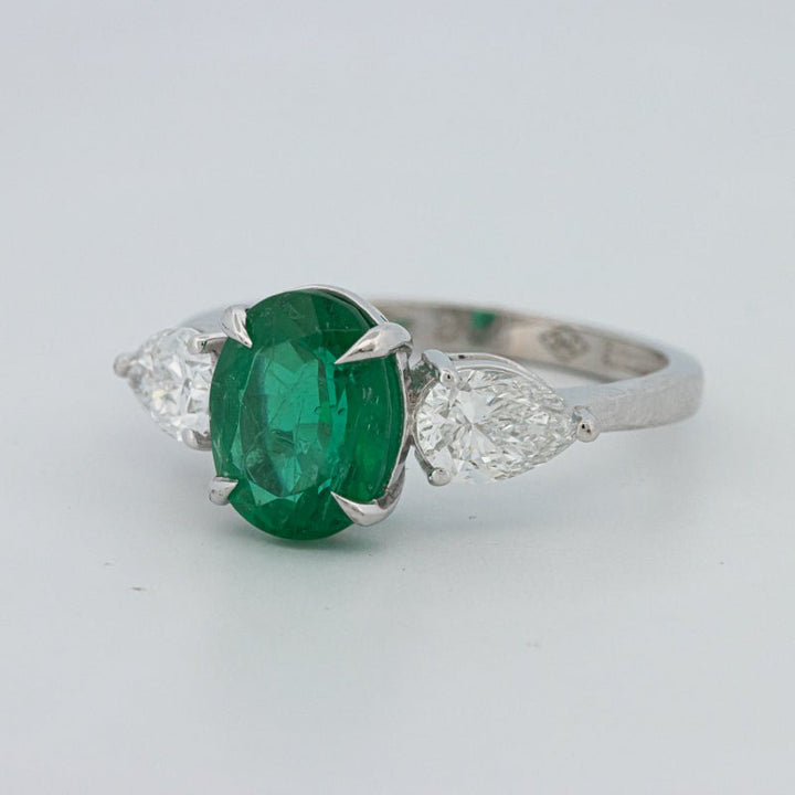 2.25 CT Green Emerald Trilogy Ring (LG) - ZIZOV DIAMONDS