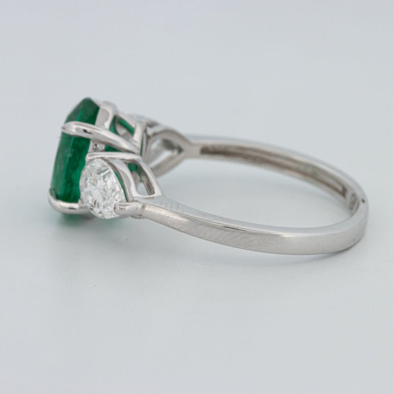 2.25 CT Green Emerald Trilogy Ring (LG) - ZIZOV DIAMONDS