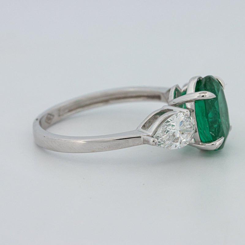 2.25 CT Green Emerald Trilogy Ring (LG) - ZIZOV DIAMONDS