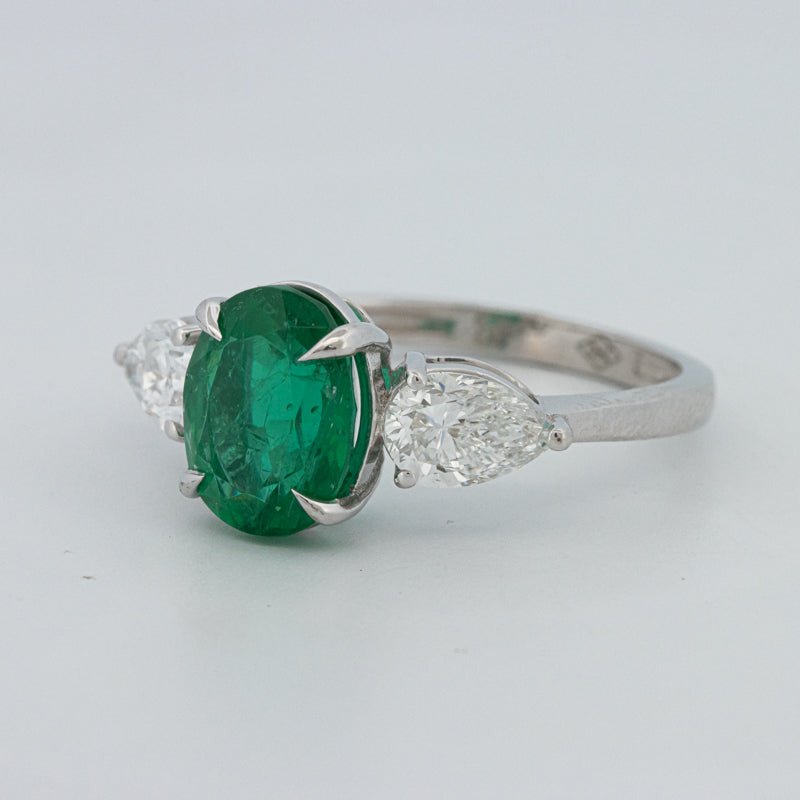 2.25 CT Green Emerald Trilogy Ring (LG) - ZIZOV DIAMONDS