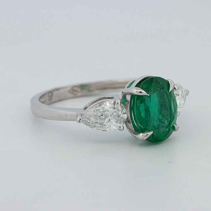 2.25 CT Green Emerald Trilogy Ring (LG) - ZIZOV DIAMONDS