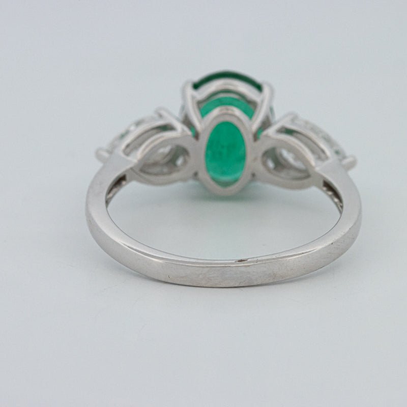 2.25 CT Green Emerald Trilogy Ring (LG) - ZIZOV DIAMONDS