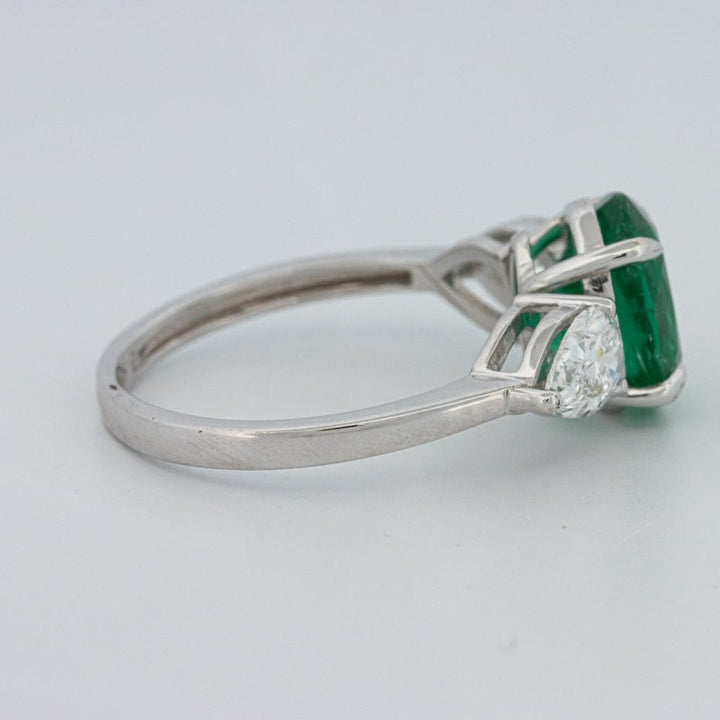 2.25 CT Green Emerald Trilogy Ring (LG) - ZIZOV DIAMONDS